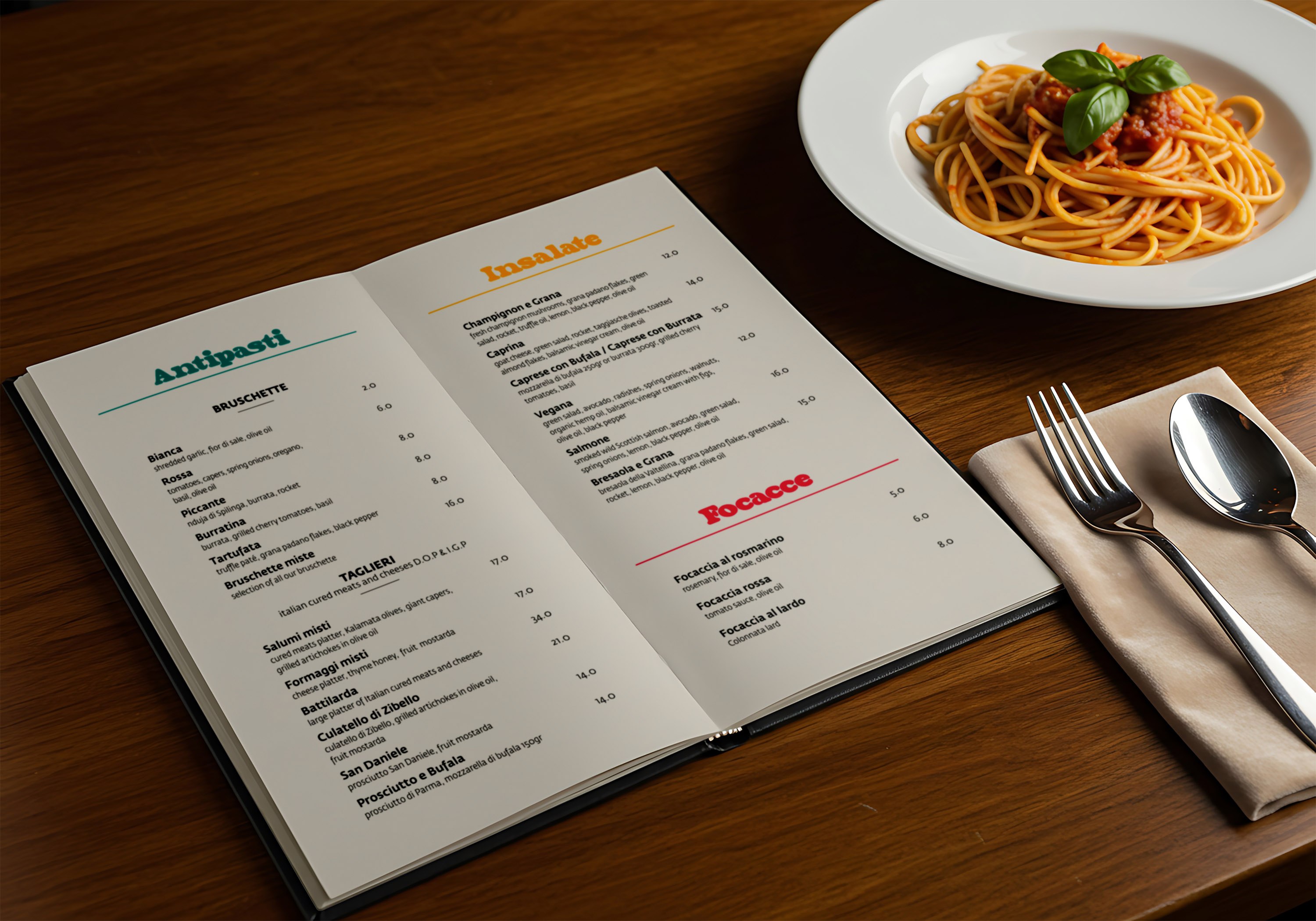 gustoso ristorante italiano. menu design.