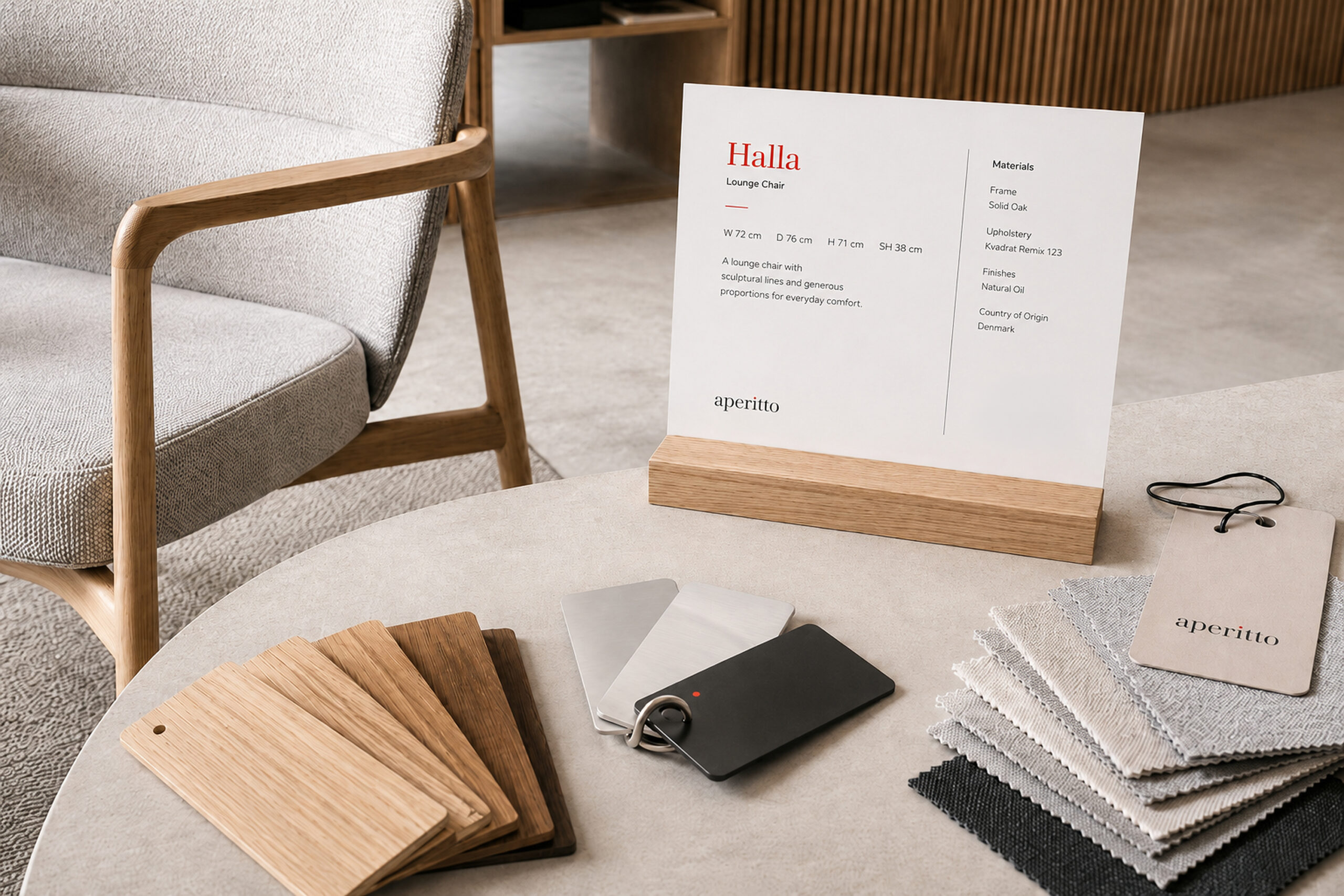 A table accompanied by a chair, with a card displayed on the tabletop.