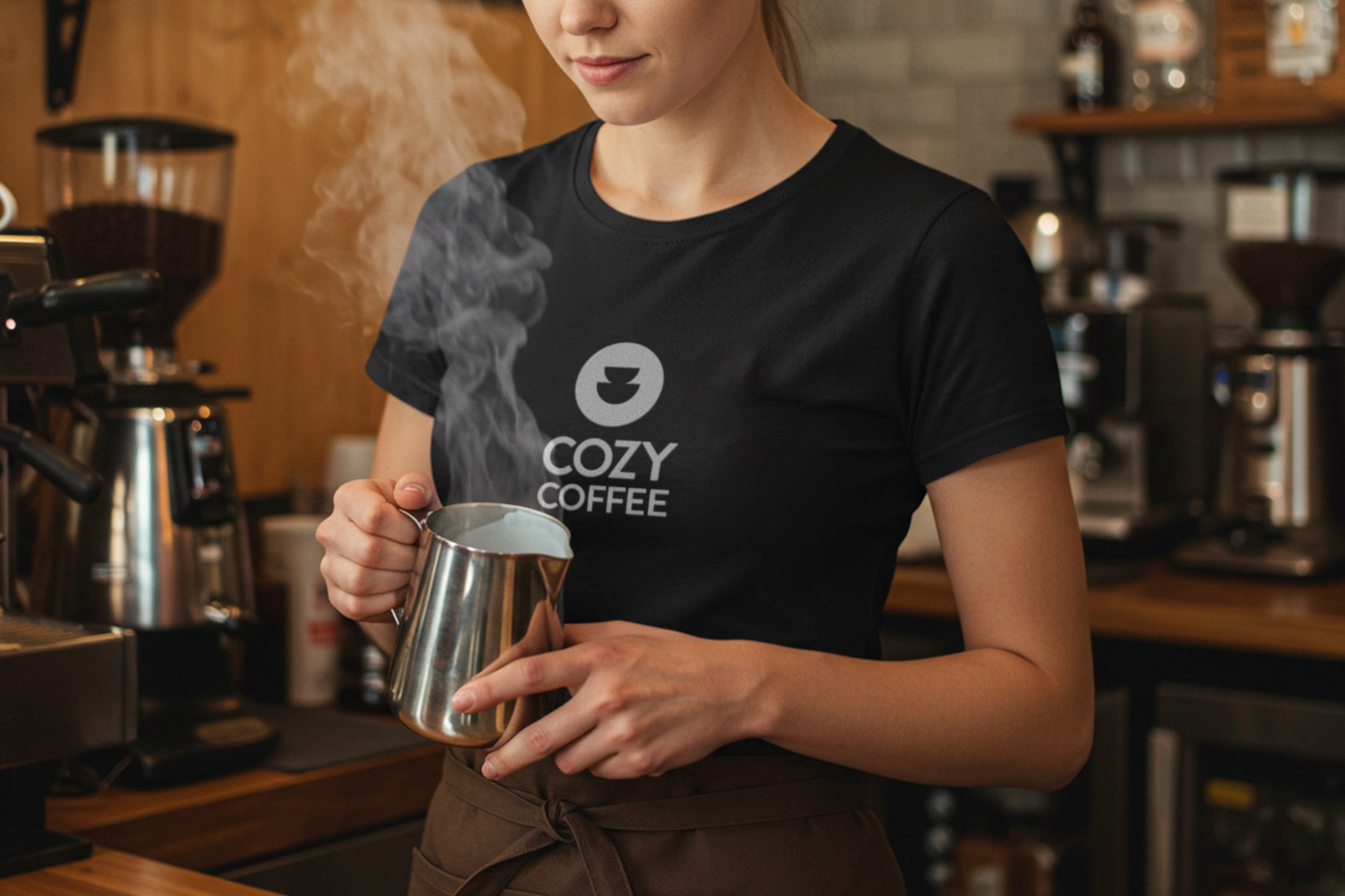 Cozy Coffe barista black t-shirt