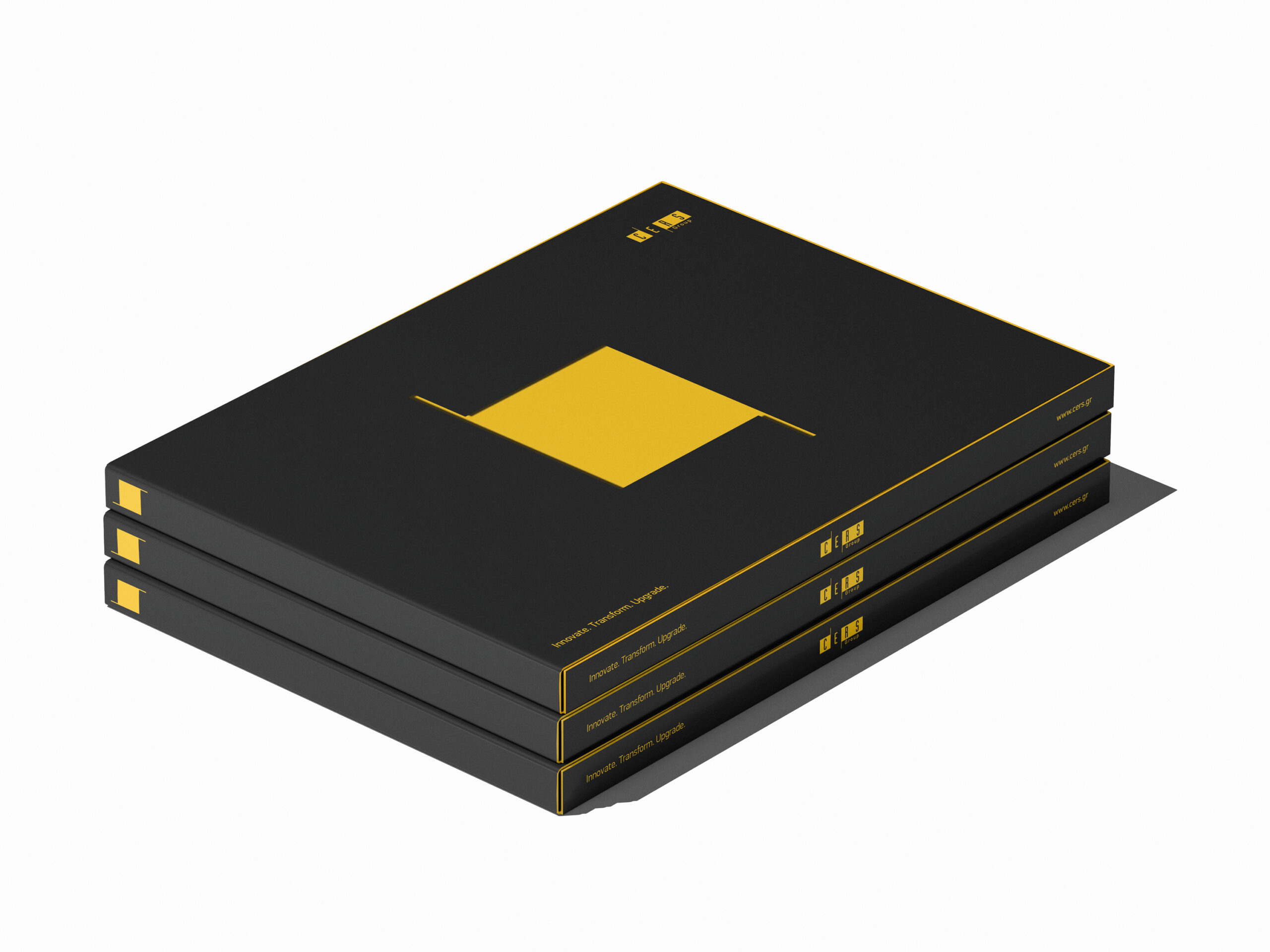 A book with a black and yellow cover, showcasing a distinct square graphic.