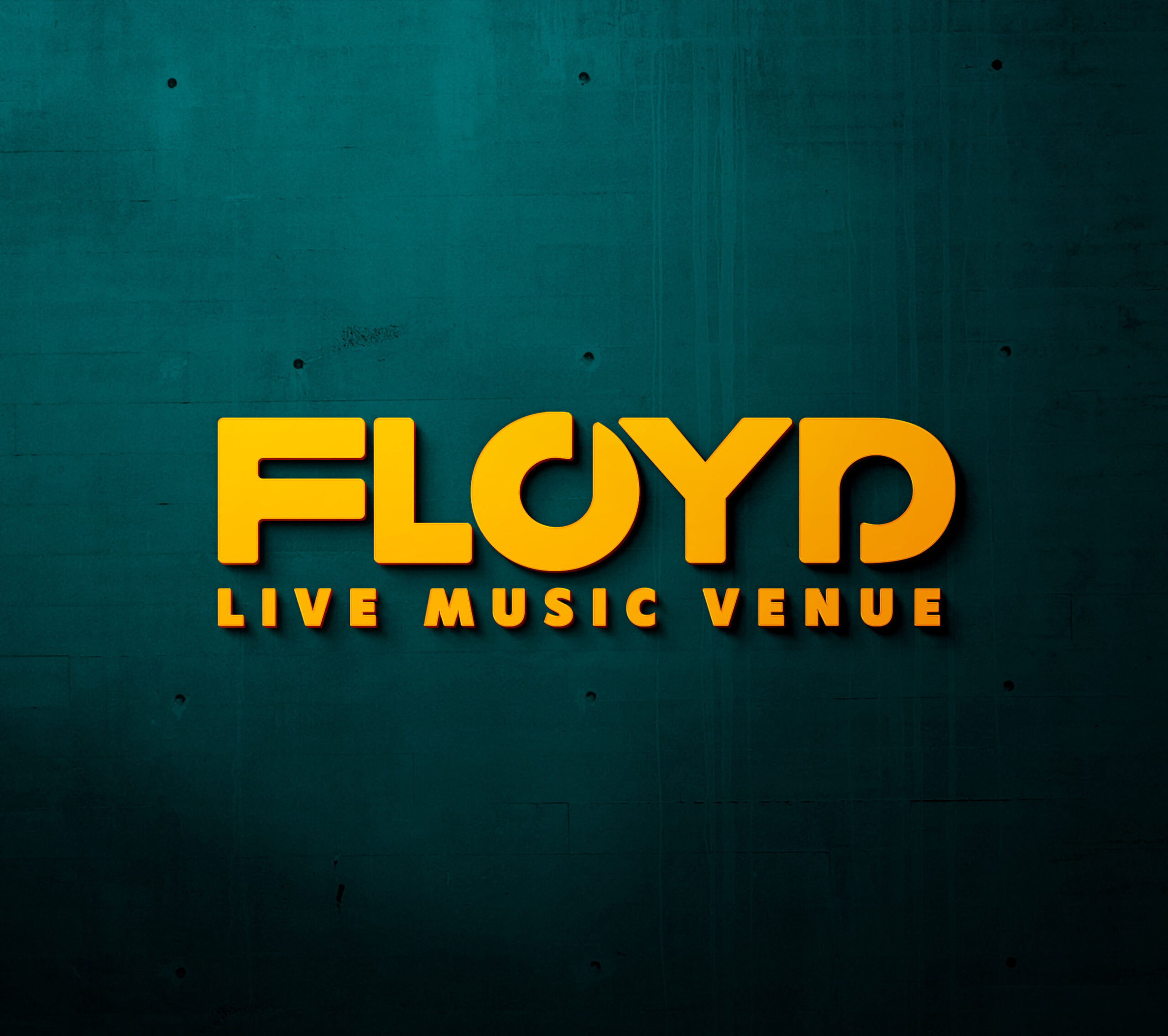 Logo for Floyd Live Music Venue, incorporating dynamic design elements that reflect its focus on live music events.
