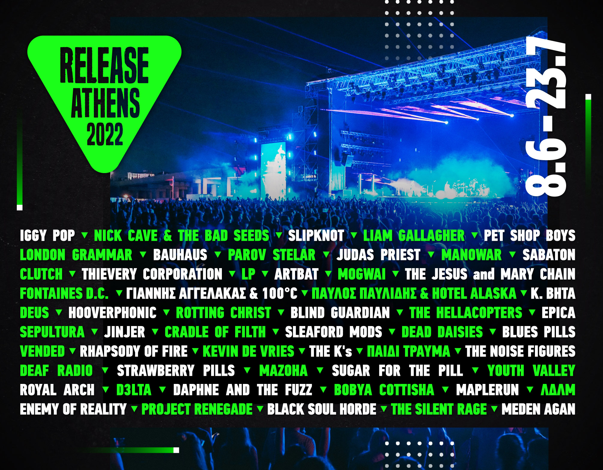 Release Athens Festival 2022 Lineup poster.
