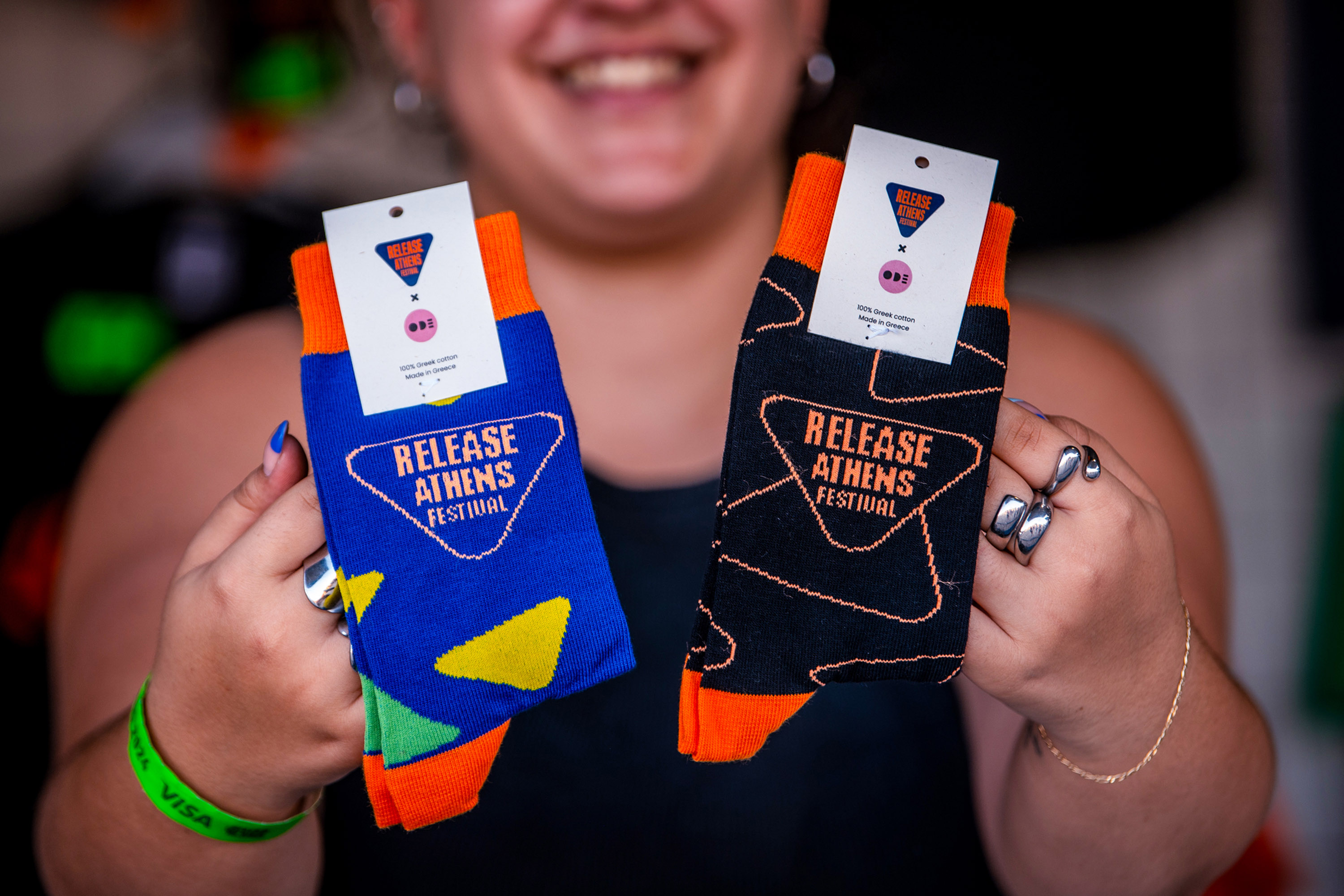 Release Athens Festival 2026 Merch. Socks pattern and packaging design.