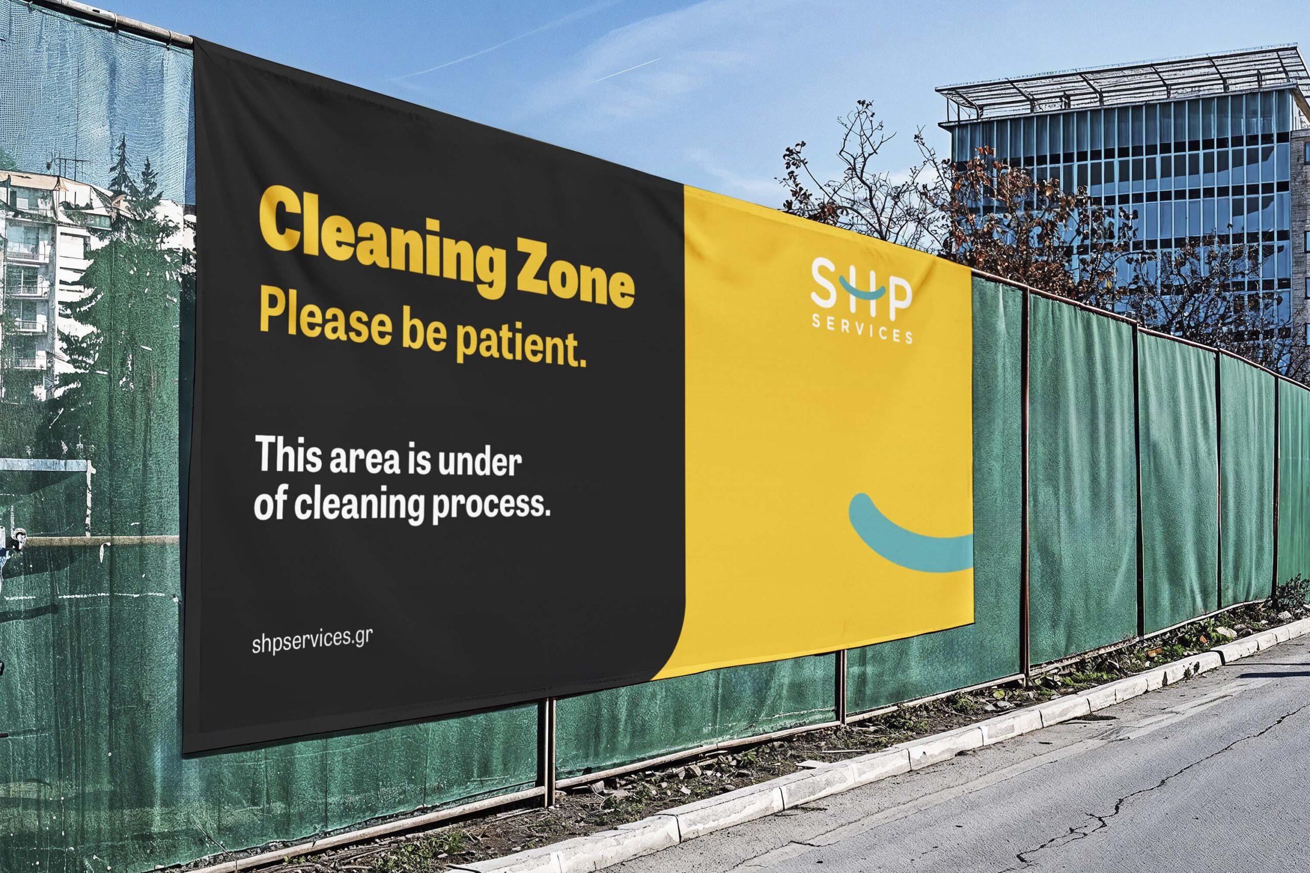 SHP Cleaning Services Fence ad banners design.