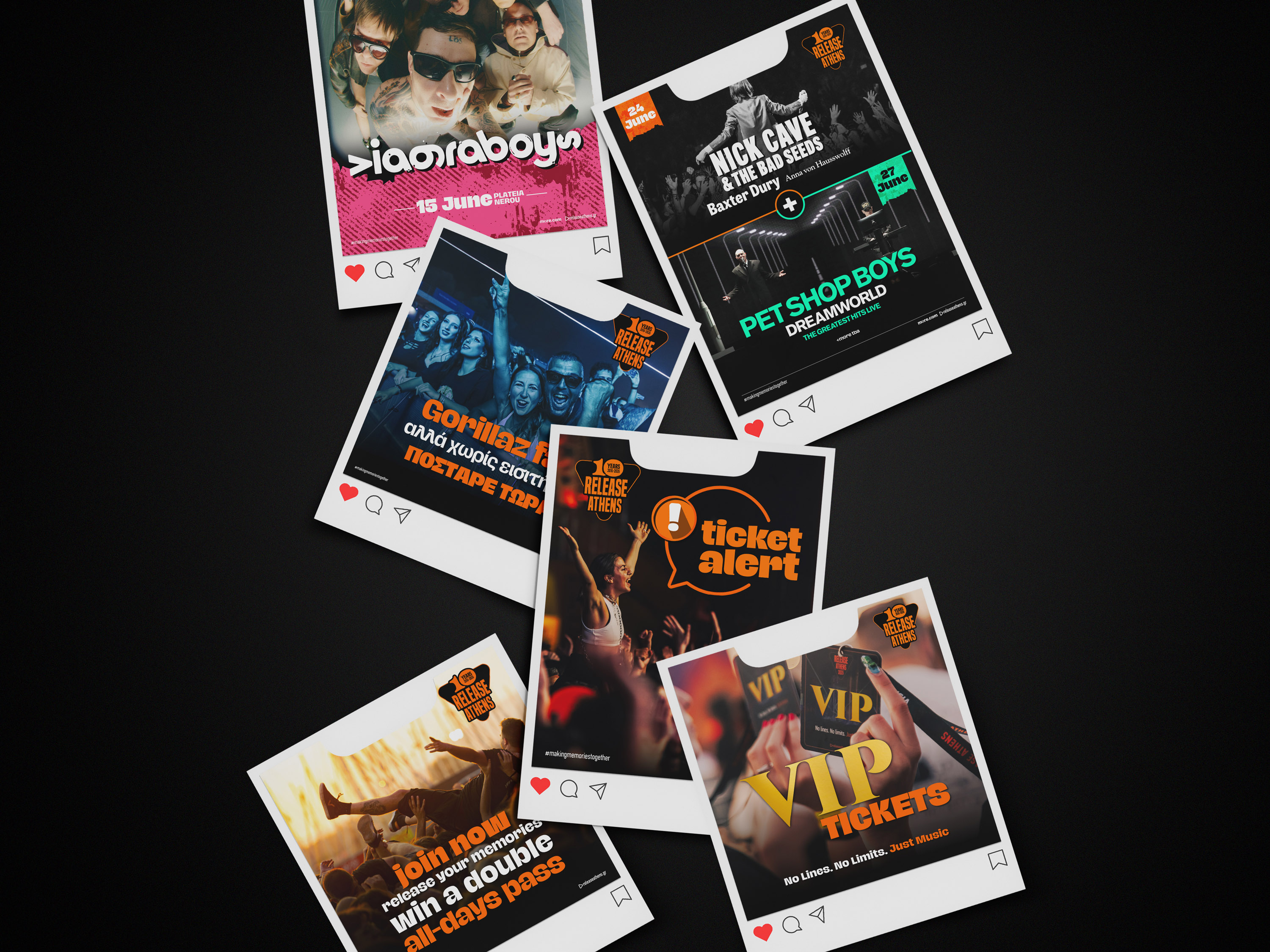 A Collection of Social Media designs for Release Athens Festival 2026.